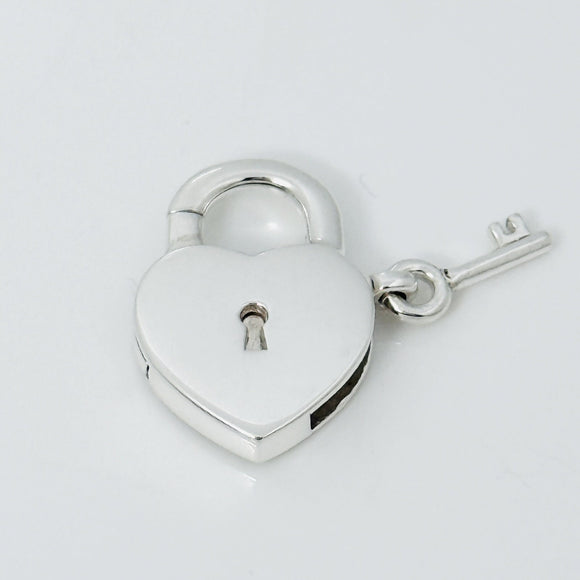 Tiffany & Co Clip Heart Key Keyhole Padlock Charm or Pendant in Sterling Silver