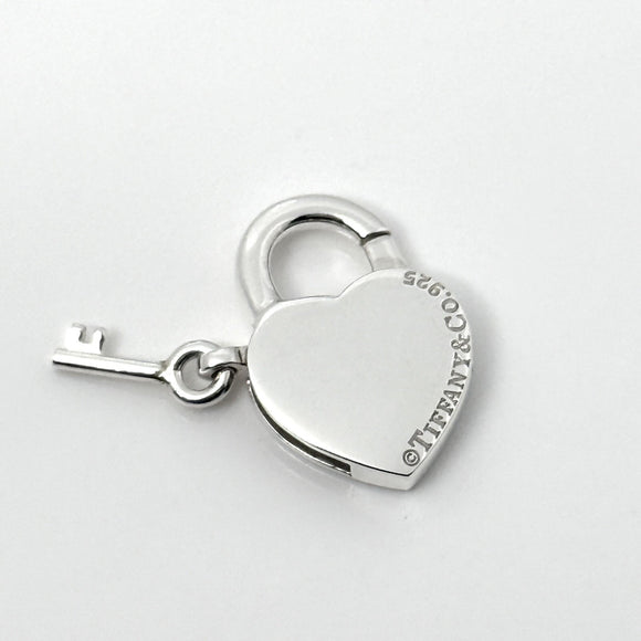 Tiffany & Co Clip Heart Key Keyhole Padlock Charm or Pendant in Sterling Silver