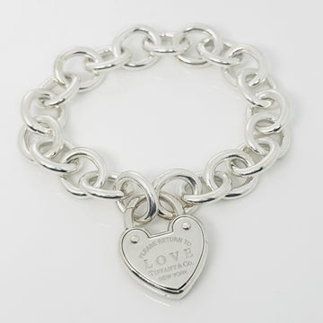 Return to Tiffany & Co.  Love Heart Tag Padlock Charm Bracelet in 925 Silver