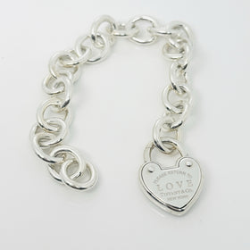 Return to Tiffany & Co.  Love Heart Tag Padlock Charm Bracelet in 925 Silver - 0