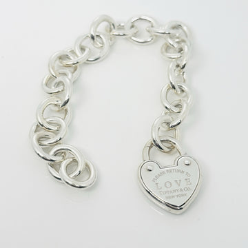 Return to Tiffany & Co.  Love Heart Tag Padlock Charm Bracelet in 925 Silver - 0