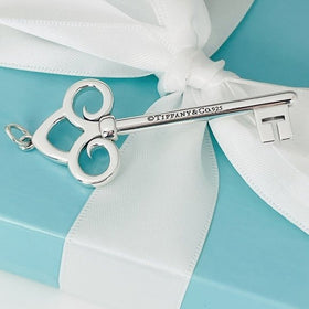 Tiffany T Fleur de Lis Key Pendant in Sterling Silver Size Large 2.4" - 0
