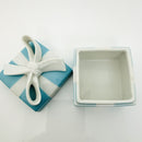 2" Small Tiffany Blue Gift Box White Porcelain Bone China Trinket Jewelry-7