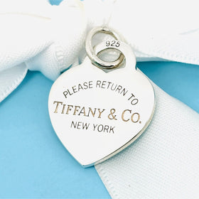 Return to Tiffany Heart Tag Etched Pendant or Charm in Sterling Silver