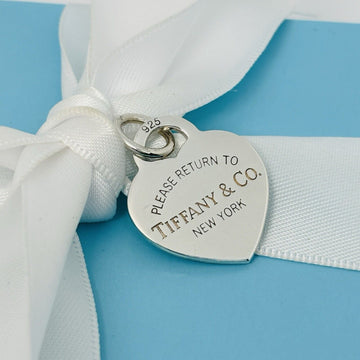 Return to Tiffany Heart Tag Etched Pendant or Charm in Sterling Silver - 0