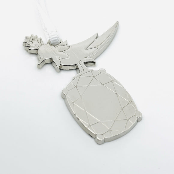 Tiffany Bird on Diamond Rock Christmas Holiday Ornament in Metal