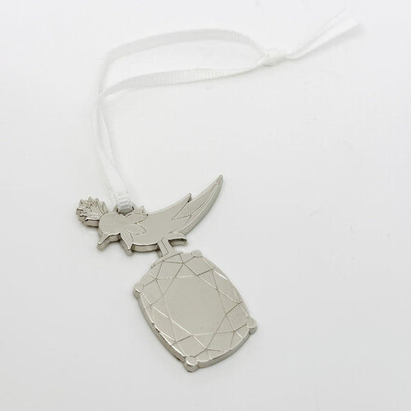 Tiffany Bird on Diamond Rock Christmas Holiday Ornament in Metal