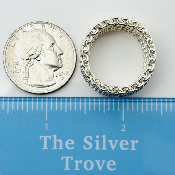 Size 10 Tiffany & Co Somerset Ring Mesh Weave Mens Unisex in Sterling Silver