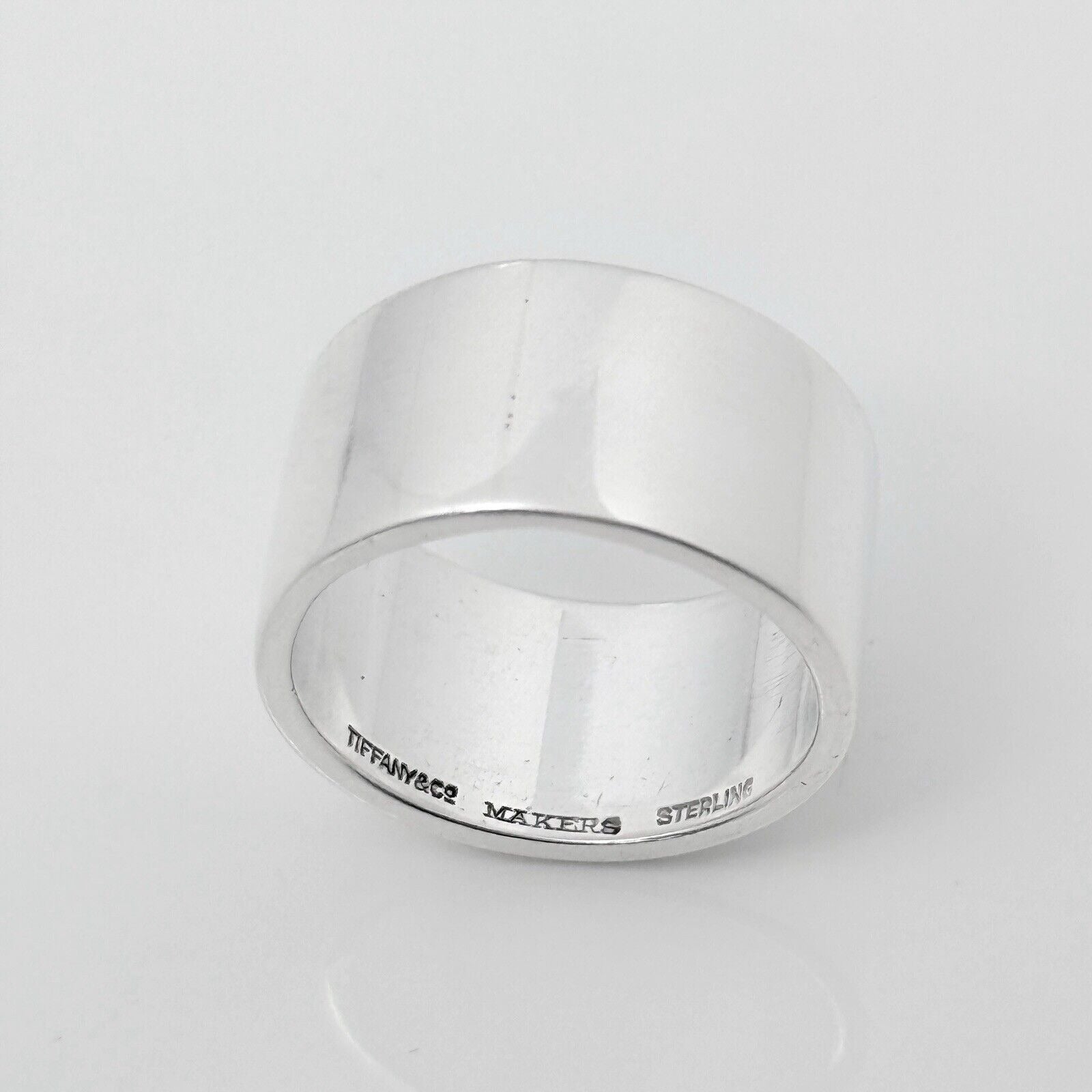 Size 7 Tiffany & Co Vintage Plain Wide Ring Band in Sterling Silver