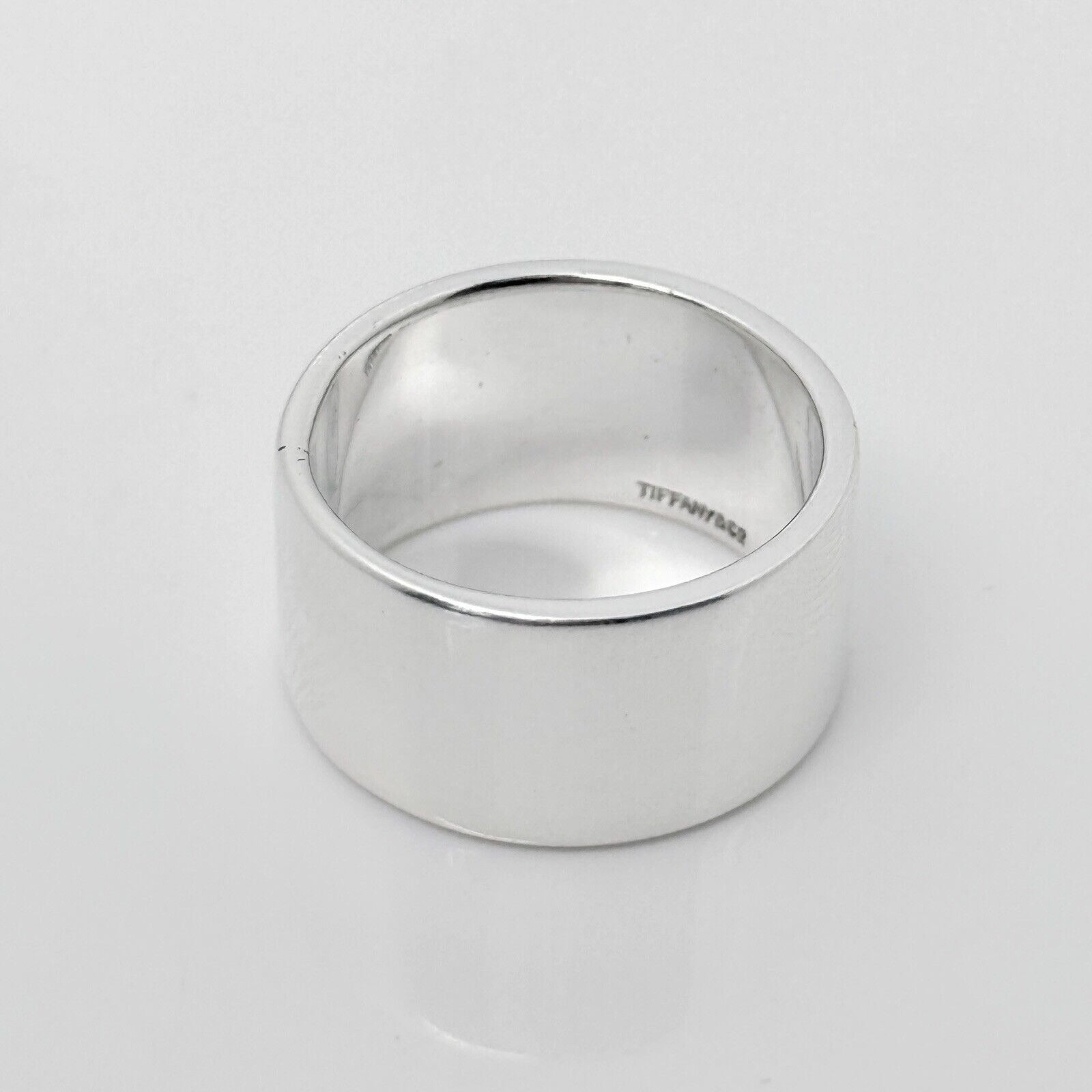 Size 7 Tiffany & Co Vintage Plain Wide Ring Band in Sterling Silver