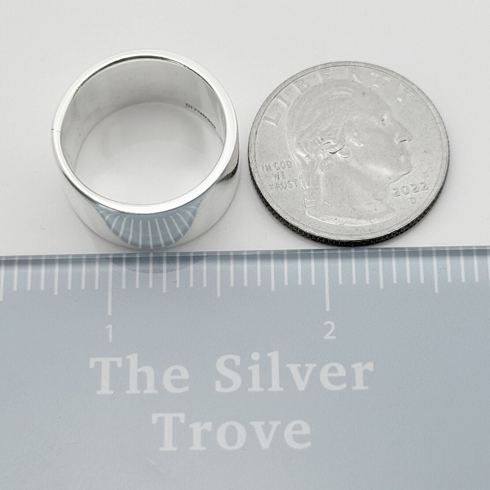 Size 7 Tiffany & Co Vintage Plain Wide Ring Band in Sterling Silver