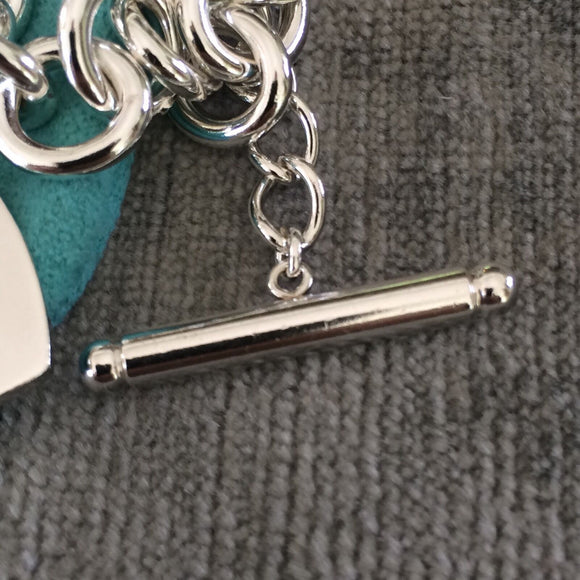 16.5" Tiffany & Co Silver Classic Blank Heart Tag TOggle Necklace in Silver