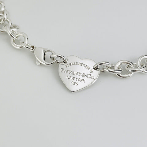 18.5" Return to Tiffany & Co Heart Tag Choker Necklace Center Heart