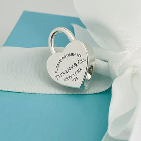 Please Return to Tiffany Heart Charm Padlock Lock or Pendant in Sterling Silver - 0