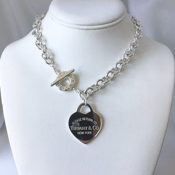 RARE 18" Please Return to Tiffany Jumbo Large Heart Tag Toggle Necklace - 0