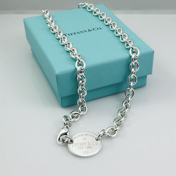 15.5" Return To Tiffany Oval Tag Choker Pendant Necklace in Sterling Silver - 2