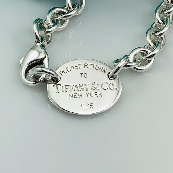 15.5" Return To Tiffany Oval Tag Choker Pendant Necklace in Sterling Silver - 3