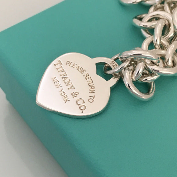 16" Please Return To Tiffany & Co New York Heart Tag Necklace in Silver