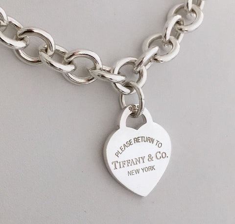 16" Please Return To Tiffany & Co Heart Tag Necklace in Sterling Silver