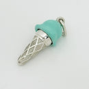 RARE Tiffany Ice Cream Cone Charm in Blue Enamel and Sterling Silver-3