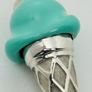 RARE Tiffany Ice Cream Cone Charm in Blue Enamel and Sterling Silver-8