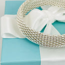 7.25" Tiffany & Co Somerset Flexible Mesh Weave Bangle Bracelet in Silver-5