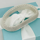 7.25" Tiffany & Co Somerset Flexible Mesh Weave Bangle Bracelet in Silver-6