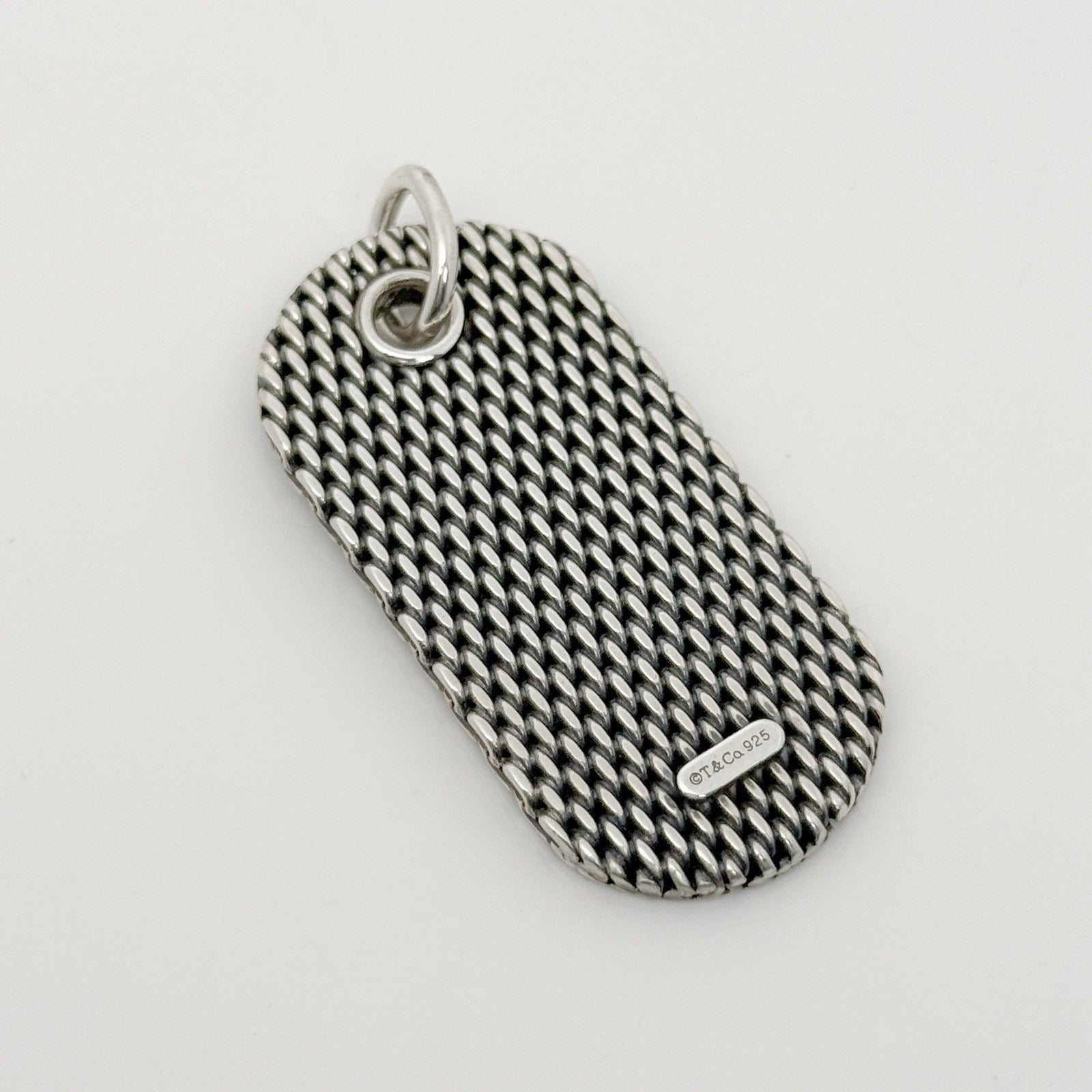 Tiffany & Co Somerset Mesh Dog ID Tag Pendant in Sterling Silver Mens Unisex