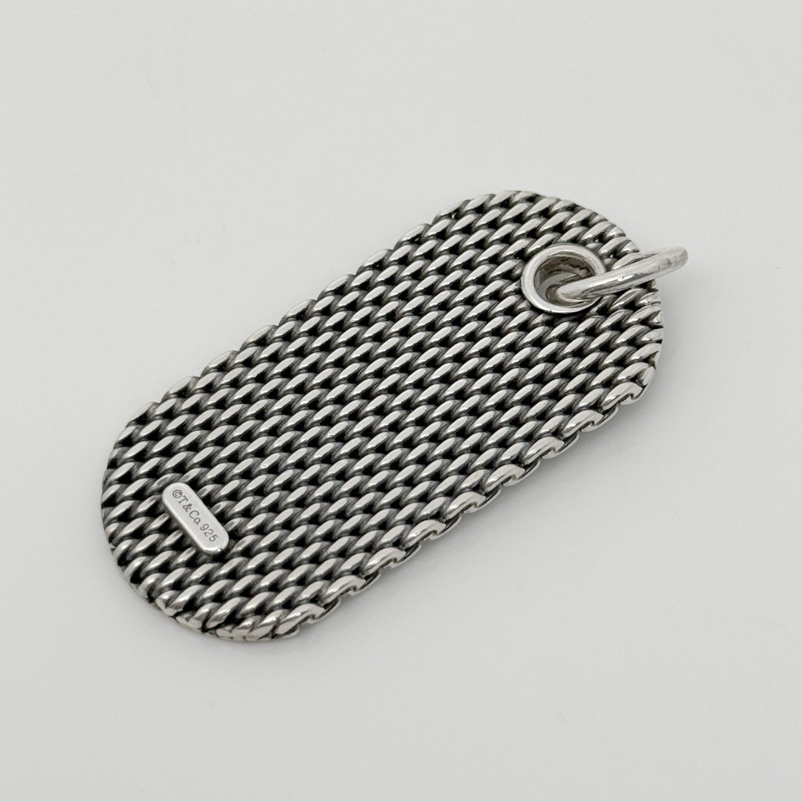 Tiffany & Co Somerset Mesh Dog ID Tag Pendant in Sterling Silver Mens Unisex - 0