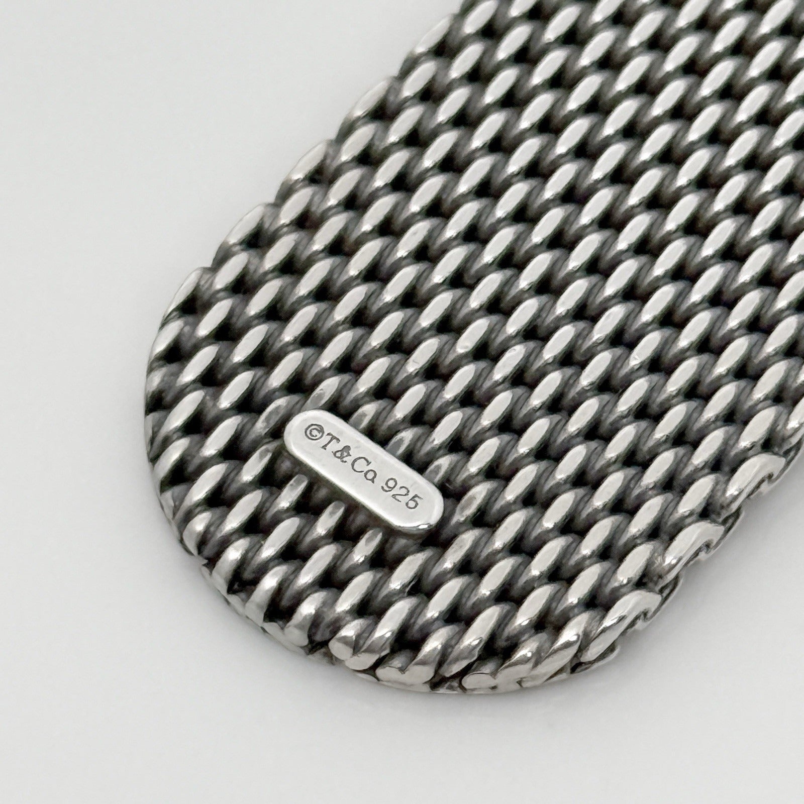 Tiffany & Co Somerset Mesh Dog ID Tag Pendant in Sterling Silver Mens Unisex