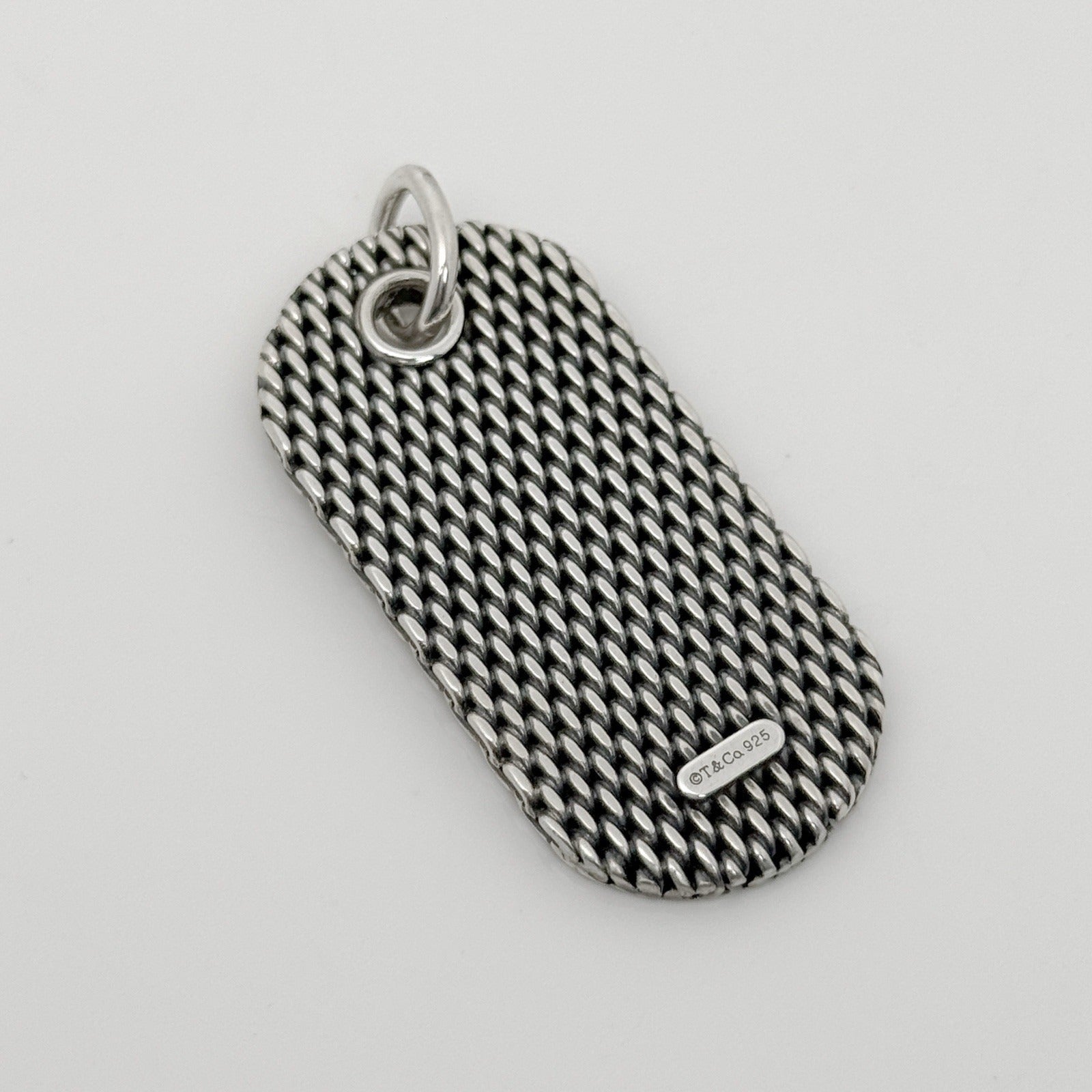 Tiffany & Co Somerset Mesh Dog ID Tag Pendant in Sterling Silver Mens Unisex