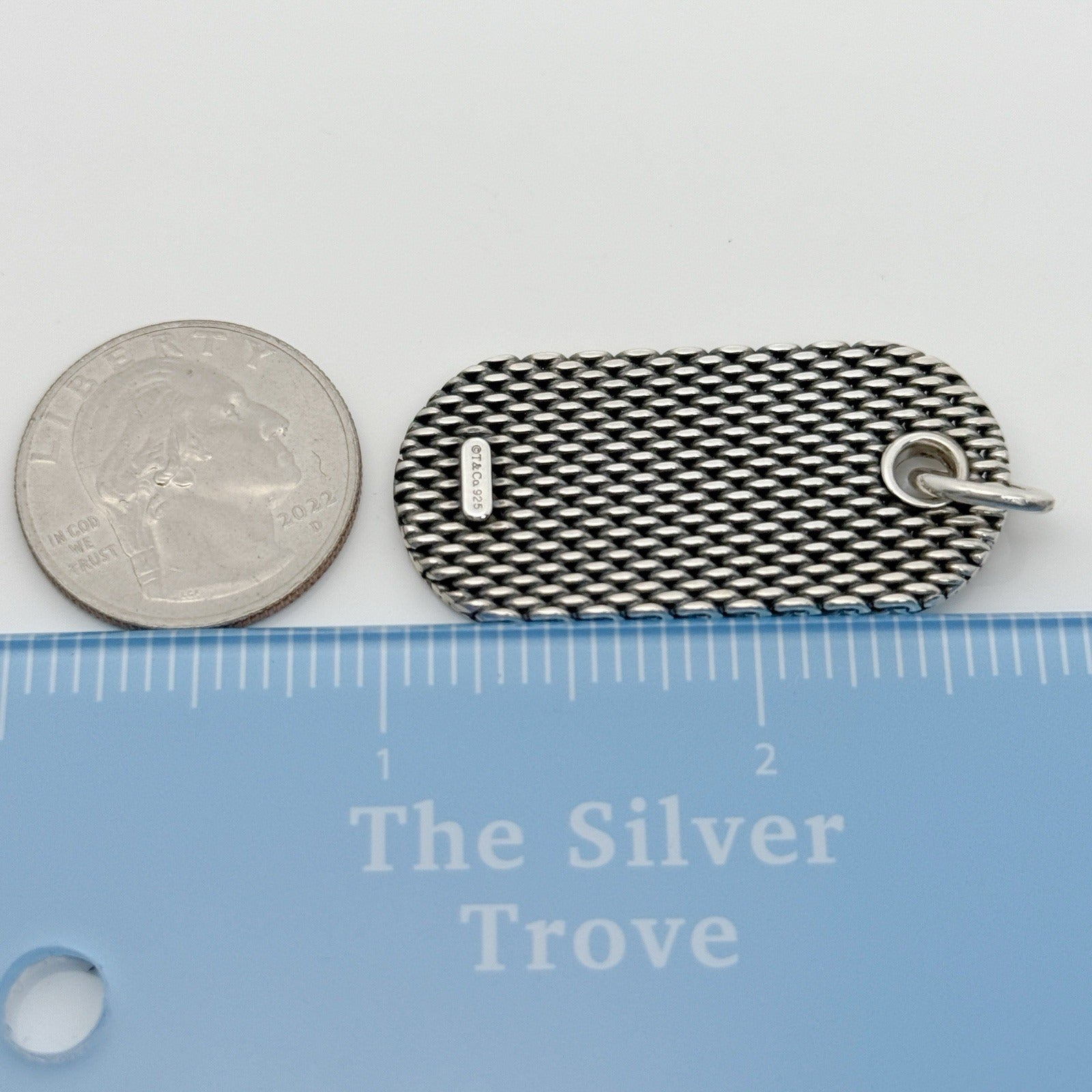 Tiffany & Co Somerset Mesh Dog ID Tag Pendant in Sterling Silver Mens Unisex