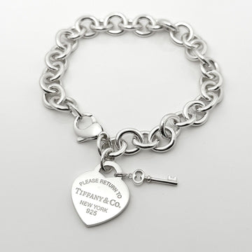 Please Return to Tiffany Heart Tag Charm Key Bracelet Medium 7.5"
