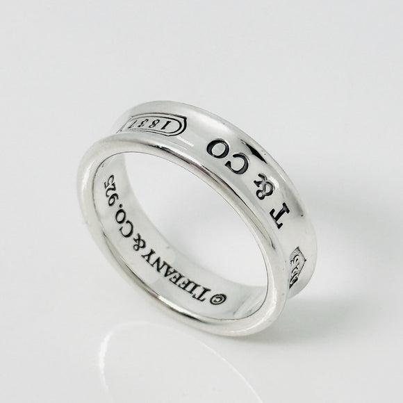 Size 11 Tiffany & Co 1837 Ring Concave in 925 Sterling Silver Mens Unisex