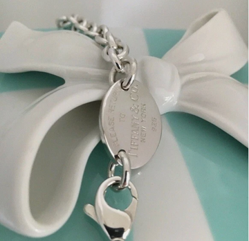15.5" Please Return To Tiffany New York Oval Tag Choker Necklace in Silver - 0