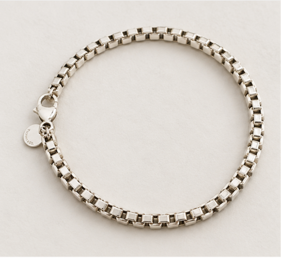 7.75" Tiffany Venetian Link Bracelet in Sterling Silver Mens Unisex