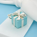 Tiffany Blue Gift Box Charm or Pendant in Blue Enamel and Sterling Silver-1