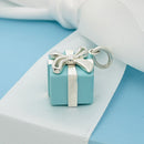 Tiffany Blue Gift Box Charm or Pendant in Blue Enamel and Sterling Silver-4