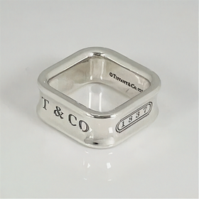 Size 4.5 Tiffany 1837 Square Ring in Sterling Silver Unisex Mens