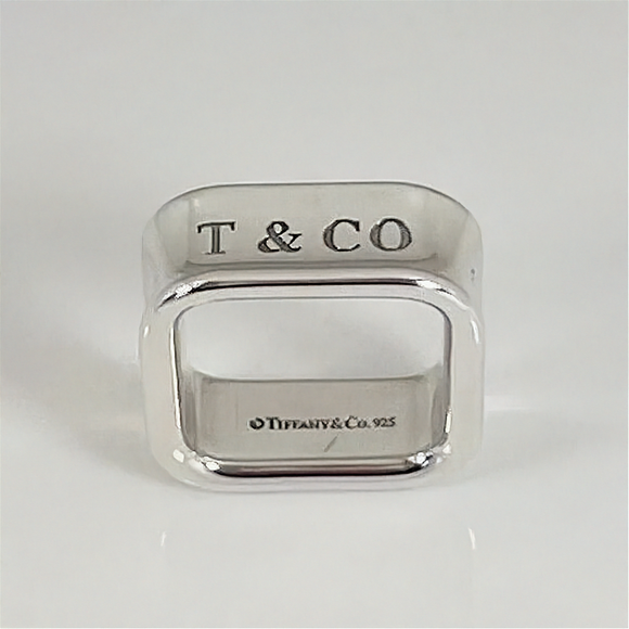 Size 4.5 Tiffany 1837 Square Ring in Sterling Silver Unisex Mens