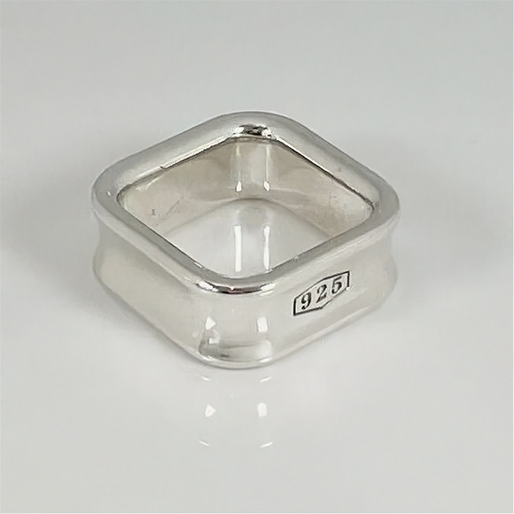 Size 4.5 Tiffany 1837 Square Ring in Sterling Silver Unisex Mens