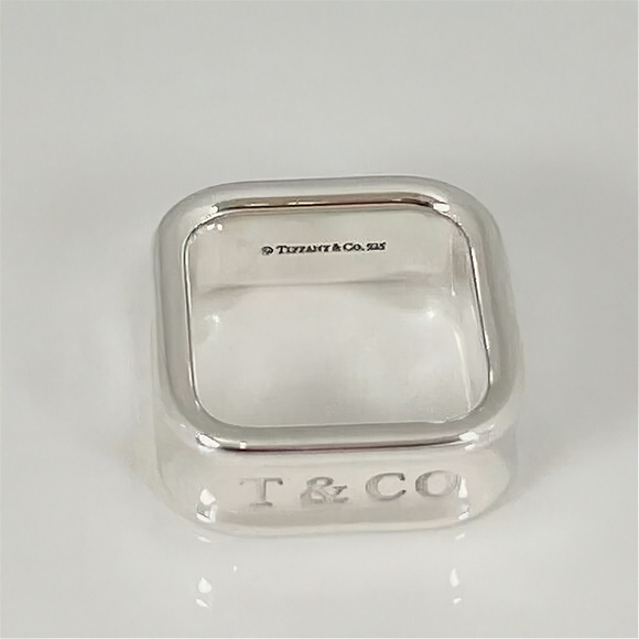 Size 4.5 Tiffany 1837 Square Ring in Sterling Silver Unisex Mens