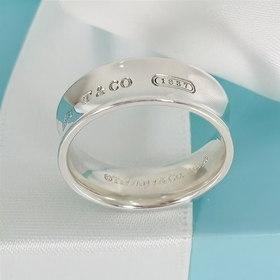 Size 6.5 Tiffany & Co 1837 Ring Concave Wide Band in Sterling Silver - 0