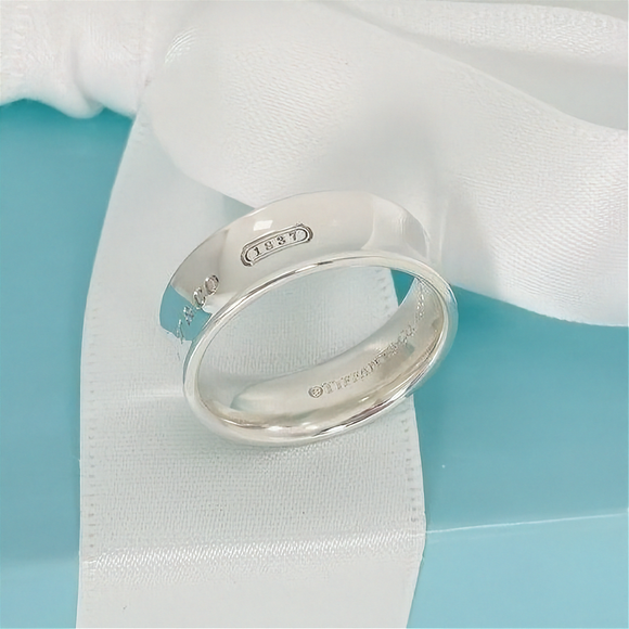 Size 6.5 Tiffany & Co 1837 Ring Concave Wide Band in Sterling Silver