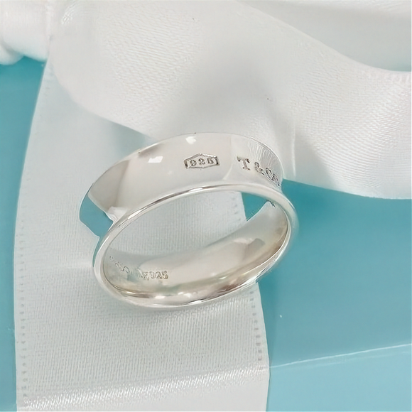 Size 6.5 Tiffany & Co 1837 Ring Concave Wide Band in Sterling Silver