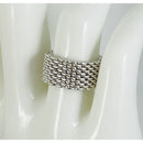 Size 6 Tiffany & Co Somerset Mesh Weave Flexible Ring in Sterling Silver-1
