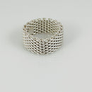 Size 6 Tiffany & Co Somerset Mesh Weave Flexible Ring in Sterling Silver-5