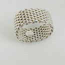 Size 6 Tiffany & Co Somerset Mesh Weave Flexible Ring in Sterling Silver-6