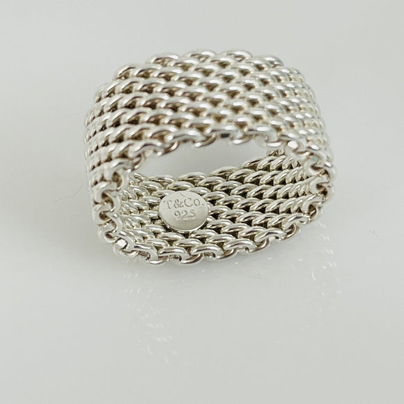 Size 6 Tiffany & Co Somerset Mesh Weave Flexible Ring in Sterling Silver