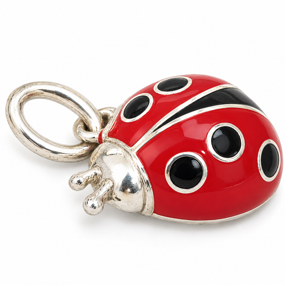 RARE Tiffany & Co Ladybug Charm or Pendant in Red Enamel and Sterling Silver